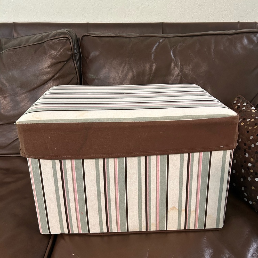 Striped Storage Ottoman Collapsible